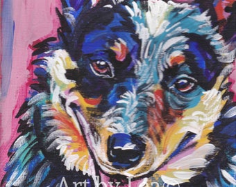 Australian Cattle Dog art print modern blue heeler pop art 8x8