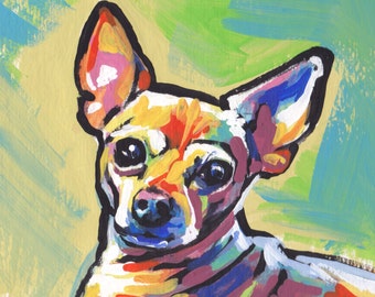 blonde Chihuahua portrait modern Dog art print pop art bright colors 13x19" LEA