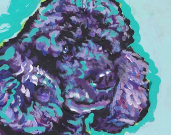 black poodle art print of pop dog painting bright colors 12x12 Lea