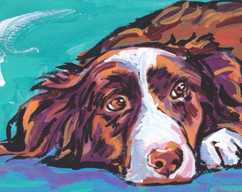 BORDER COLLIE dog portrait art PRINT of pop art painting 13x19"