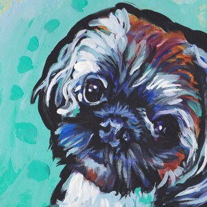 Shih Tzu Dog portrait art Print from modern pop art painting bright colors 12x12&quot;