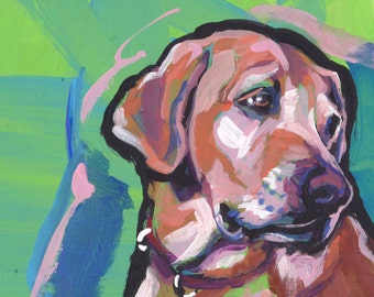 Labrador Retriever dog portrait art print of pop art yellow lab painting 8.5x11"