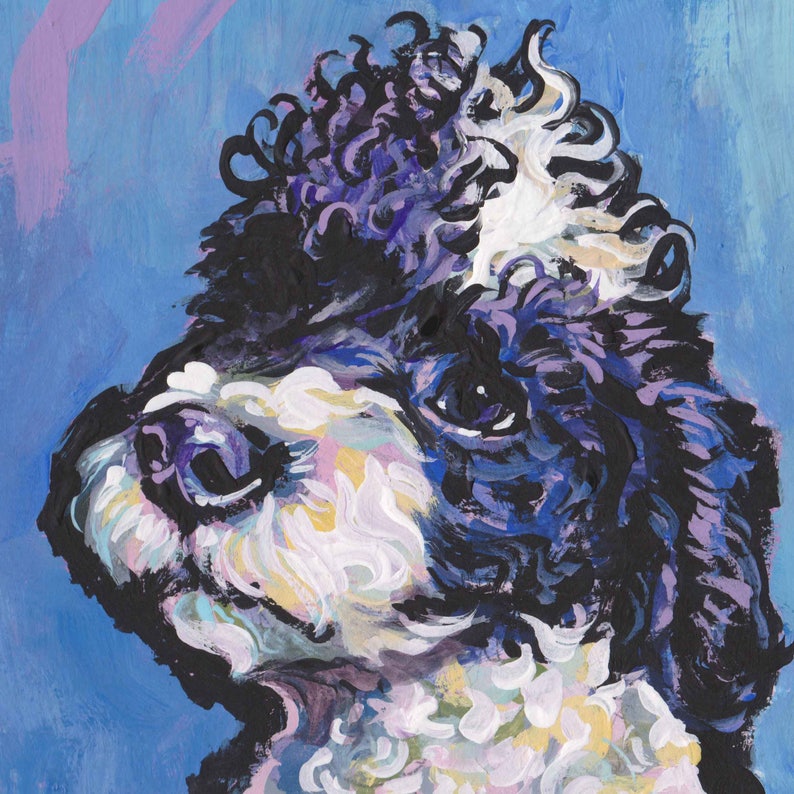 Black and White POODLE Dog Portrait Art PRINT Pop Art Bright | Etsy