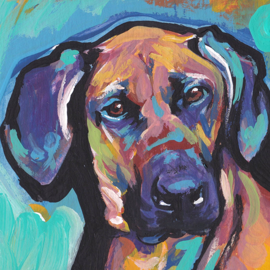 Rhodesian Ridgeback Portrait Print of Pop Art Painting Bright Pop ...