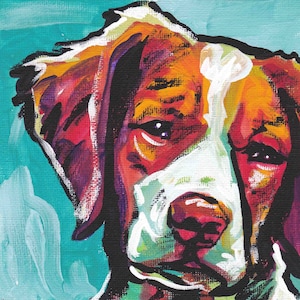 Brittany Spaniel impressão artística moderna Dog pop art cores brilhantes 12x12