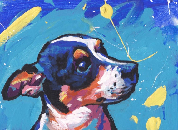 Tricolor Rat Terrier Dog Pop Art Print Of Painting Bright Colors 13x19 - Bright Color Dog Paintings Tricolor Rat Terrier Dog Pop Art Print Of Painting Bright Colors 13x19 - Bright Color Dog Paintings