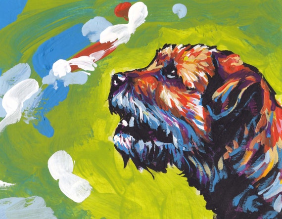 Border Terrier Dog Portrait Art Print Of Pop Art Dog Painting Etsy