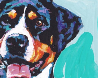 Greater Swiss Mountain Dog art print pop art bright colors 13x19"