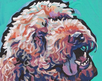 labradoodle golden DOODLE DOG portrait ART of pop art painting 12x12"