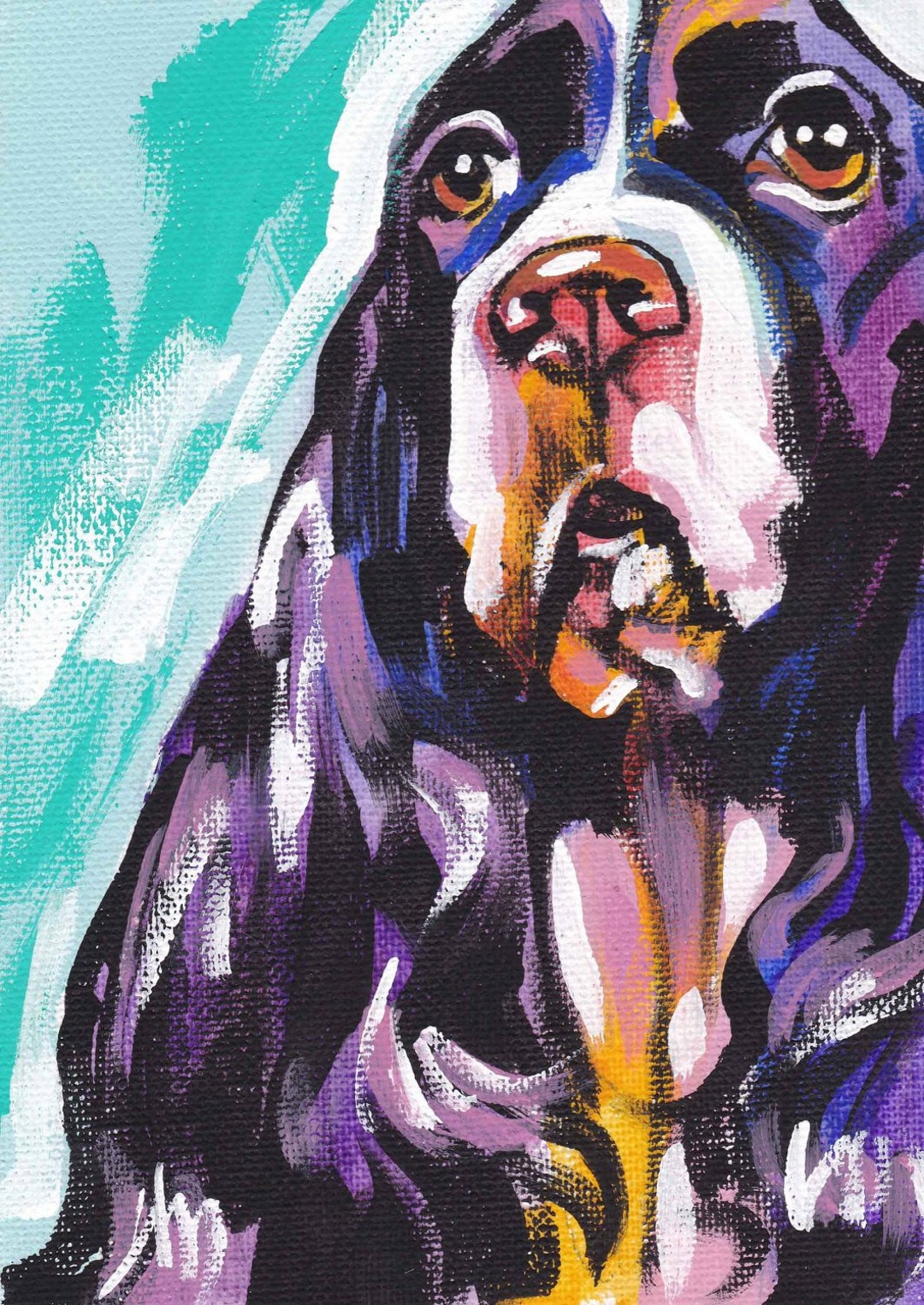 English Springer Spaniel Art Print Pop Dog Art Bright Colors 13x19" LEA ...