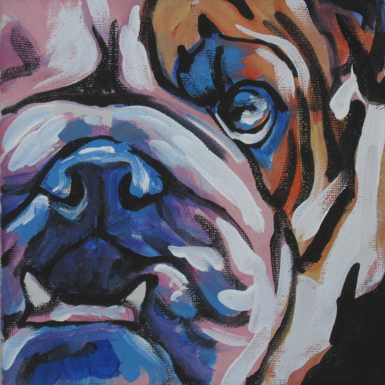 ENGLISH BULLDOG art modern Dog pop art PRINT bright colors 12x12 image 1