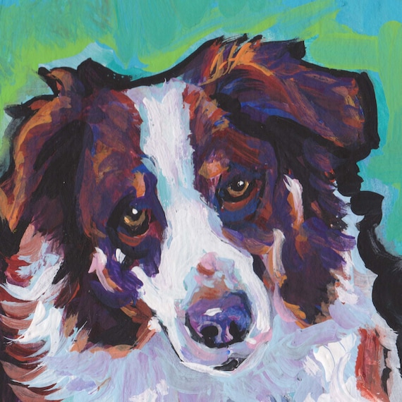 Australian Shepherd Dog art portrait print of modern painting Etsy