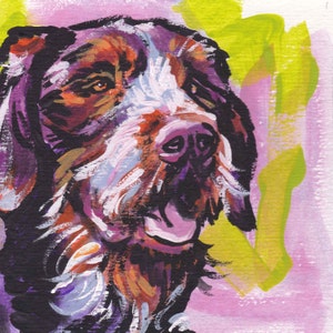 German Wirehaired pointer gwp giclee print of pop dog art painting bright colors 8x8" portrait