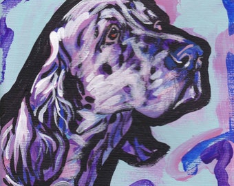 English Setter Dog portrait art print modern pop dog art bright colors 8x8 giclee print