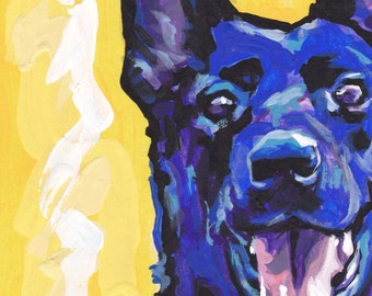 Black GERMAN SHEPHERD modern Dog art PRINT pop art bright colors 13x19