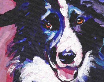BORDER COLLIE dog art PRINT pop art bright colors 8X8