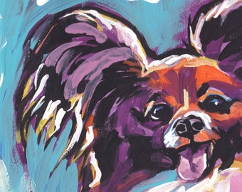 Papillon dog art print of pop art painting bright colorful portrait 13x19"