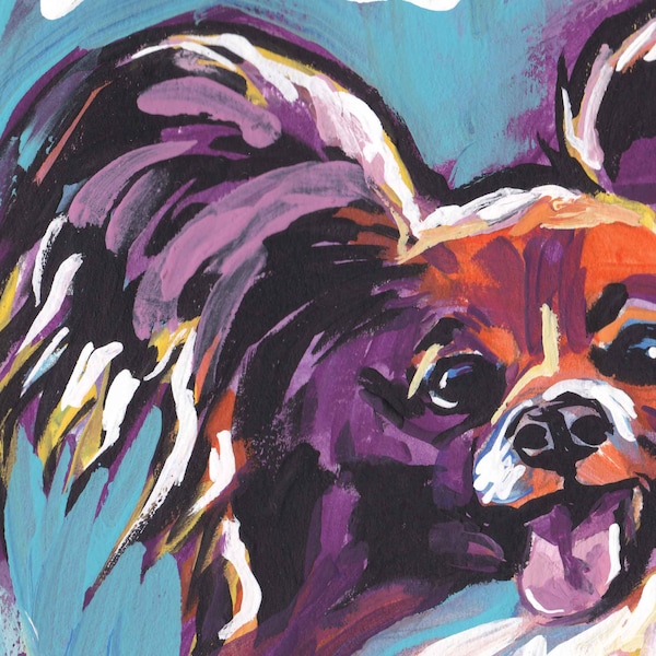 Papillon dog art print of pop art painting bright colorful portrait 13x19"