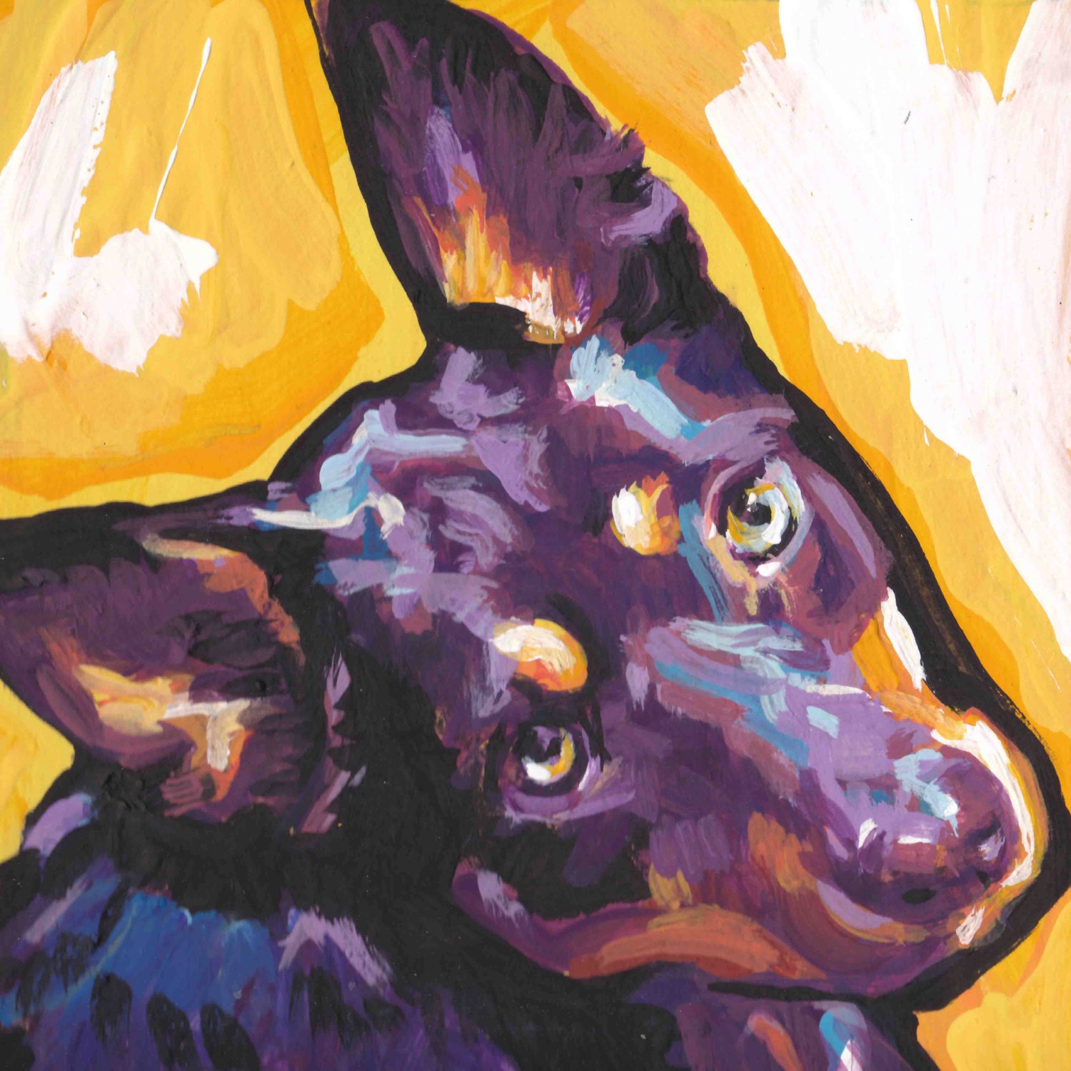 AUSTRALIAN KELPIE Dog Art Portrait PRINT of Pop Art Painting Etsy