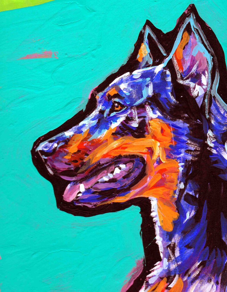 Beauceron dog art print of pop art dog painting bright colors 8.5x11 LEA