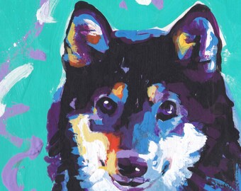 Shiba Inu portrait print of modern pop art painting bright colorful dog art 12x12