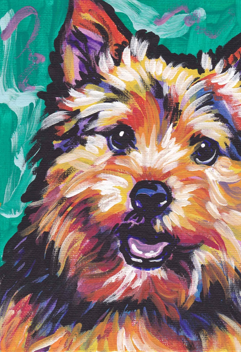 NORWICH TERRIER dog art PRINT pop art bright colors 8.5x11