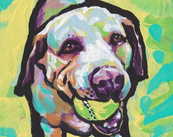 Labrador Retriever dog portrait art print of pop art yellow lab painting 8.5x11"
