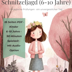 Búsqueda del tesoro para fiestas de cumpleaños infantiles (de 6 a 10 años): plantilla PDF lista para imprimir | Tema: Brujas de primavera