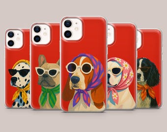 Stylish Dog Phone Case Dog Meme Art Cover for iPhone 17Pro, 16, 15, 14, 13, 12, 11, Samsung S26, S25, S24, S23Fe, A16, A56, Pixel 10, 9Pro