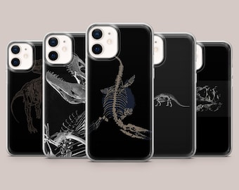 Funda para teléfono con diseño de esqueleto de dinosaurio, cubierta de fósil para iPhone 17Pro, 16, 15, 14, 13, 12, 11, Samsung S26, S25, S24, S23Fe, A16, A56, Pixel 10, 9Pro