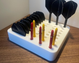 Darts Accessory Desktop Organizer - Holds Flights and Stems - Tabletop Dart Flight Stand - Dart Shaft Storage Station - Portable Dart Parts