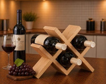 Massivholz Weinregal Arbeitsplatte, Holz Wein Regal, freistehendes Wein Display Rack, Hausbar Decor, Küchen Organizer,Wein Liebhaber Geschenk