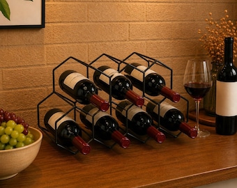 Modernes Bienenwaben-Weinregal, Sechseck-Weinflaschenhalter, Arbeitsplatten-Weinlagerregal für 7 Flaschen, Tabletop-Hausbar-Dekor-Geschenk,Weinliebhaber