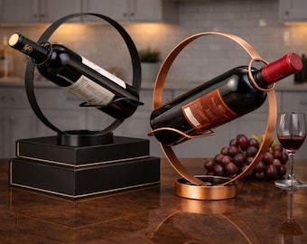 Retro Eisen Weinregal & Weinhalter - Vintage Runder Metall Flaschenständer, Desktop Bar Theke Display Dekor, einzigartiges Weinliebhaber Geschenk für die Hausbar
