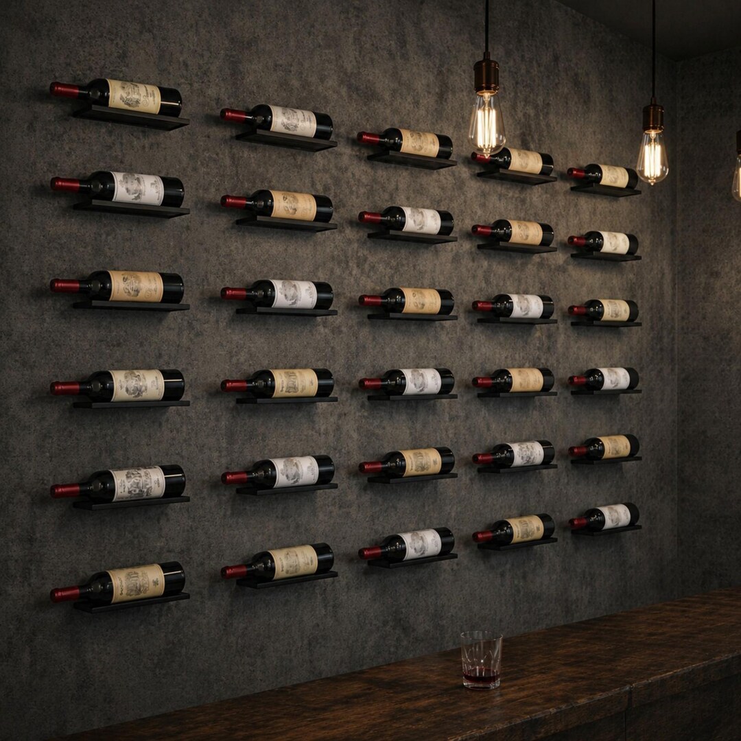 Luxury Black & Gold Wall Mounted Wine Rack, Wall Wine Rack Storage ...