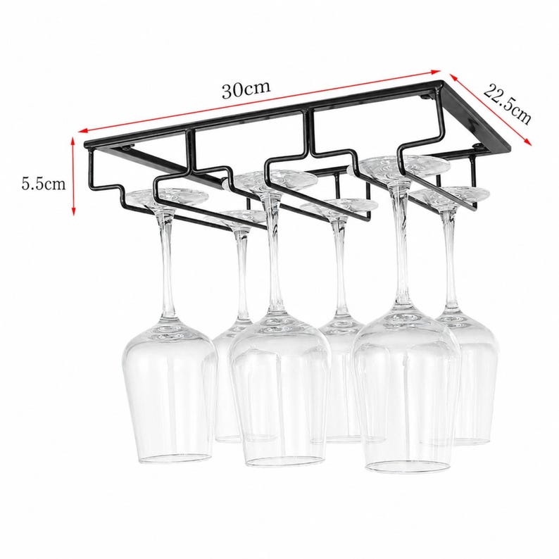 High Glass Rak Under Cabinet Wine Glass Holder Rack, Hanging Stemware Rack, Upside ...