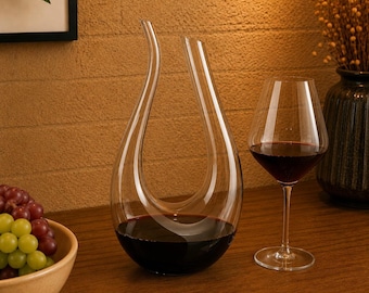 Weinkaraffe, Glasweinkaraffe, Rotweinausgießer, Modernes Hausbardekor, Weinliebhabergeschenk, elegantes Esstischdekor, Barwagenzubehör