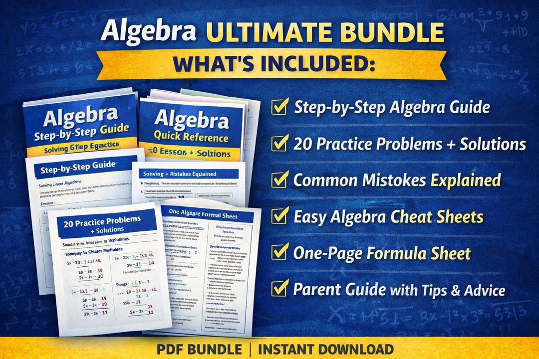 Algebra Ultimate Bundle – Step-by-step Guide, Practice, Solutions ...