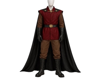 Inspired By Jedi Cloak Costume – Brown Fantasy Tunic with Cape | Fabric Outfit