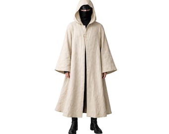 Hooded Medieval-Inspired Long Cloak Coat
