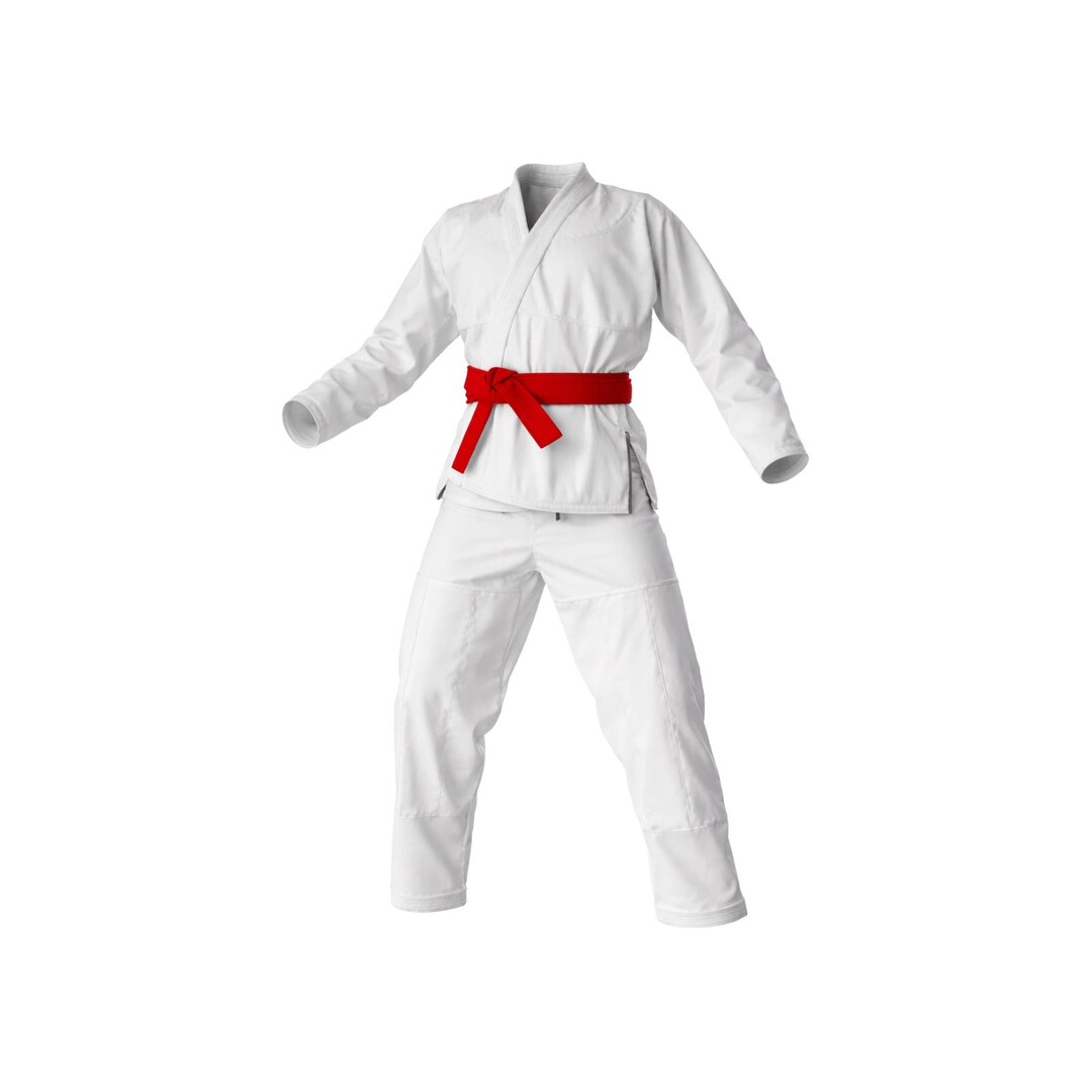Traditional White Martial Arts Gi – Fabric Training Uniform With Red ...