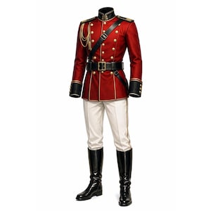 Röd Kunglig Militäruniform Herr Prinskostym Ceremoniell Jacka Vaktdräkt Cosplay