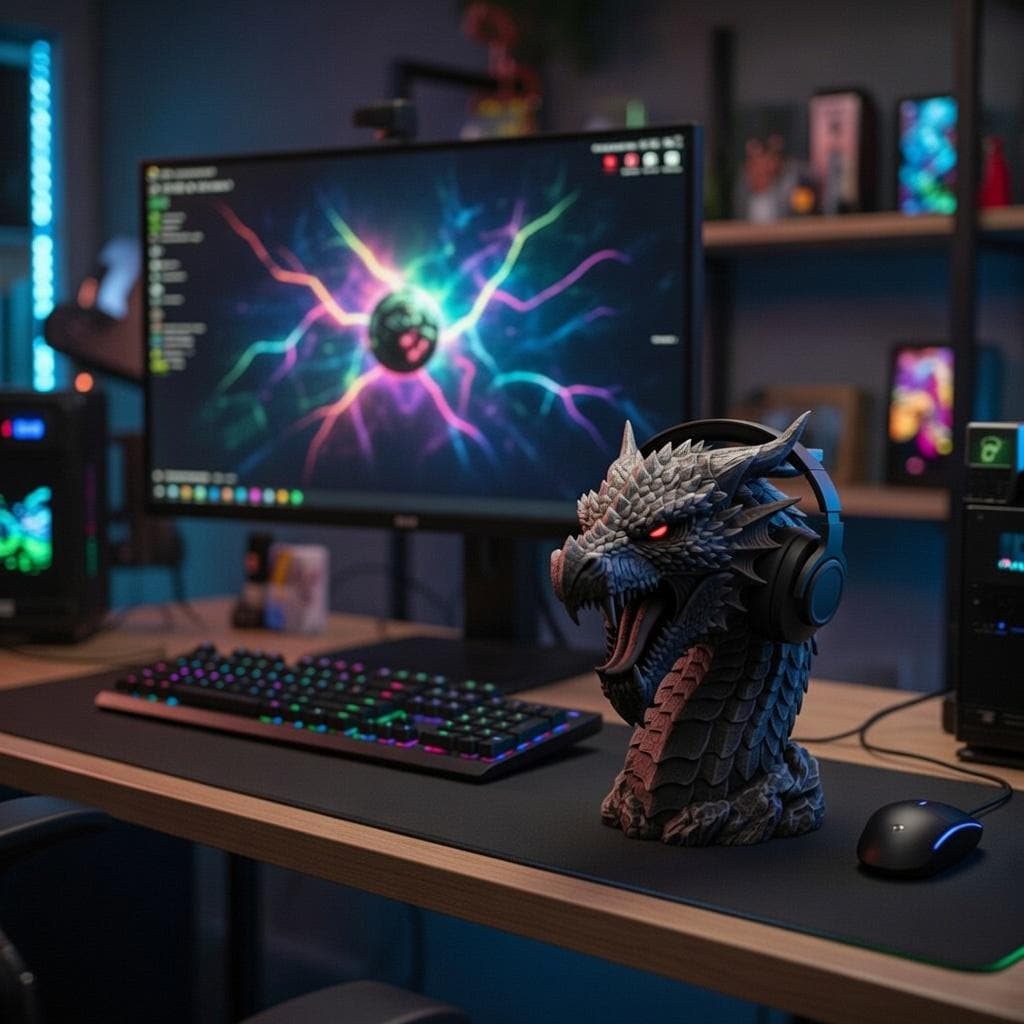 Dragon Headphone Stand, 3D Print Files, Headset Stand, Headset Holder ...