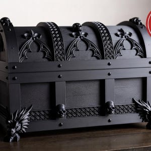 Boîte à bijoux gothique, dragon et tête de mort, impression 3D, organiseur, porte-bijoux, organiseur imprimé en 3D