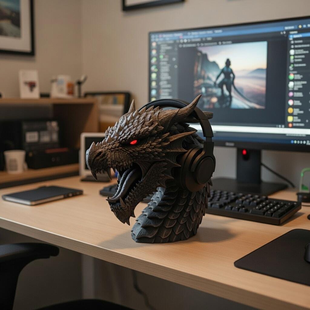 Dragon Headphone Stand, 3D Print Files, Headset Stand, Headset Holder ...