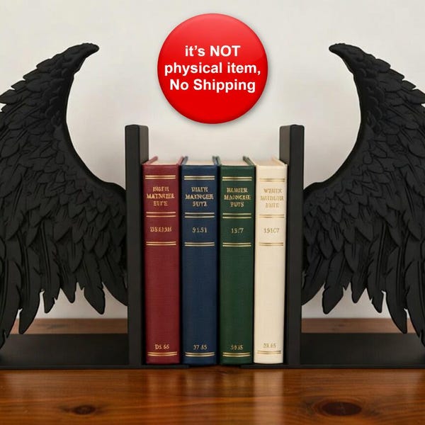 Gothic Flügel Buchecke STL Datei, Gothic Bücherregal Dekor, 3D Druck Dateien, STL
