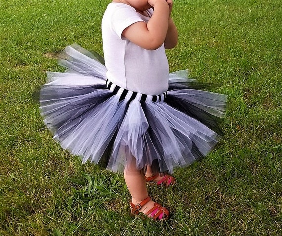 girls handmade black and white halloween ghost fluffy tutu costume set