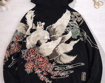Luxury Embroidered Bomber Jacket | Unisex Premium Streetwear | Japanese Inspired Jacket | Elegant Statement Outerwear