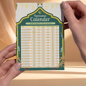 Calendario Ramadán 2026 - Horario Suhur & Iftar Azan, plantilla Canva editable (descarga digital)