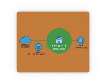Mouse Pad, 127.0.0.1 Localhost Network Diagram | Red Desk Mat | Optical Surface | Rubber Backing
